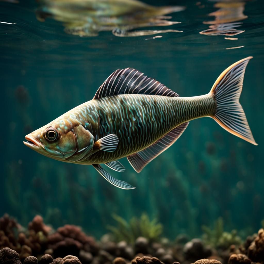 A Zarp, a long, thin fish with a zigzagging body and a surprised expression, races across the label. Its body could be a...