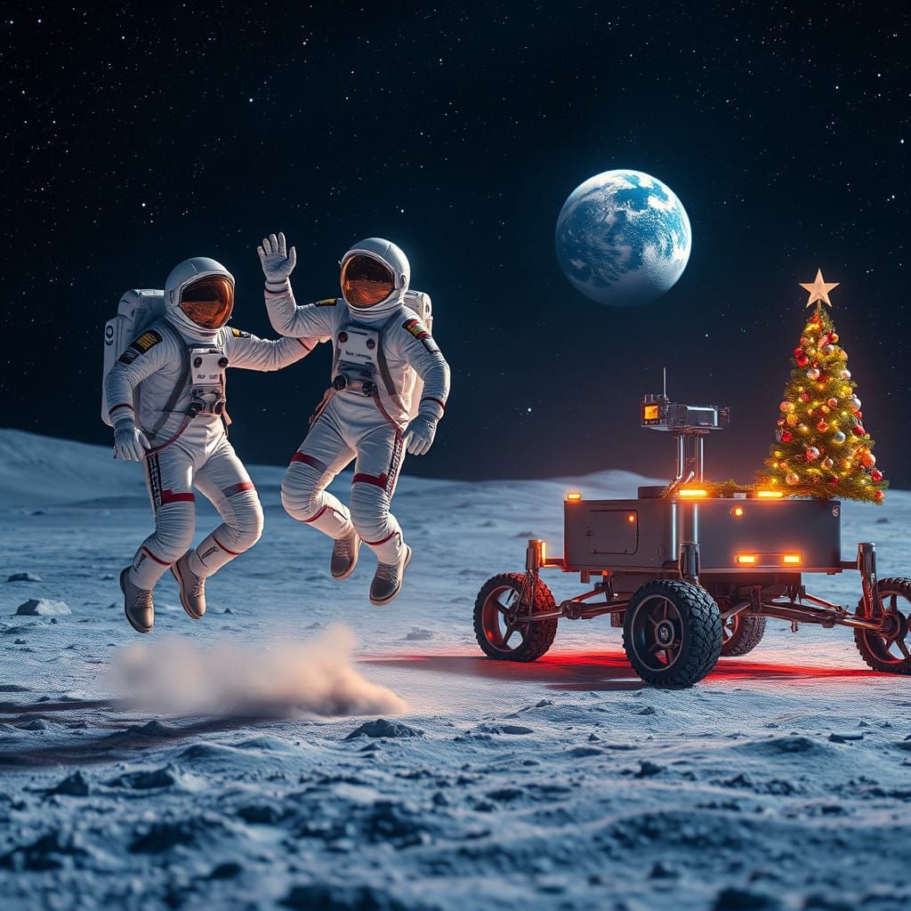 Astronauts Celebrate Christmas on the Lunar Surface