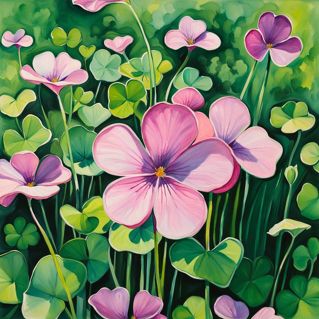 Oxalis Ariculata in Gouache Style
