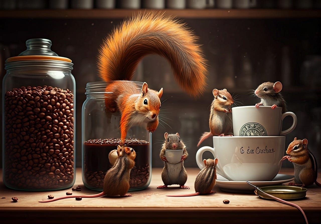 Kitchen Larder Overrun by Squirrels in 8K 3D