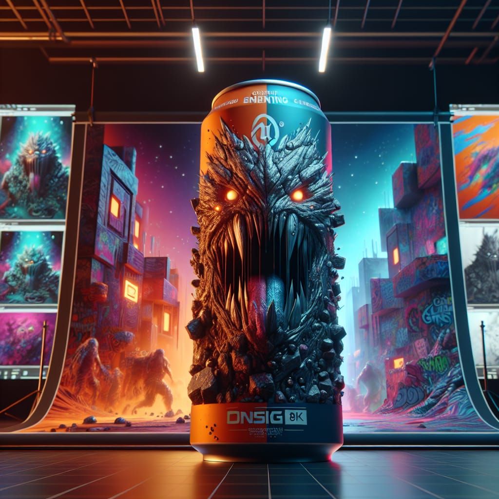 Rock Monster Energy Drink Design in Unreal Engine