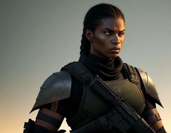 Here is the rewritten prompt:
Meticulous graphic novel art inspired by Paolo Eleuteri Serpieri. Medium shot. African fe...