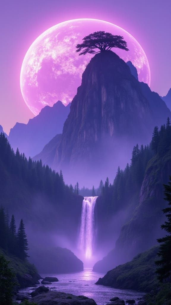 Majestic Floating Mountain with Cosmic Sky