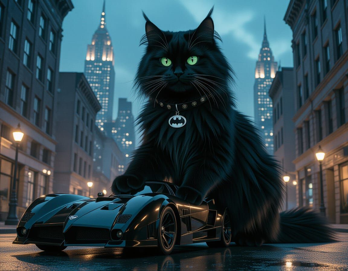 Giant Cat Dominates Gotham in Film Still