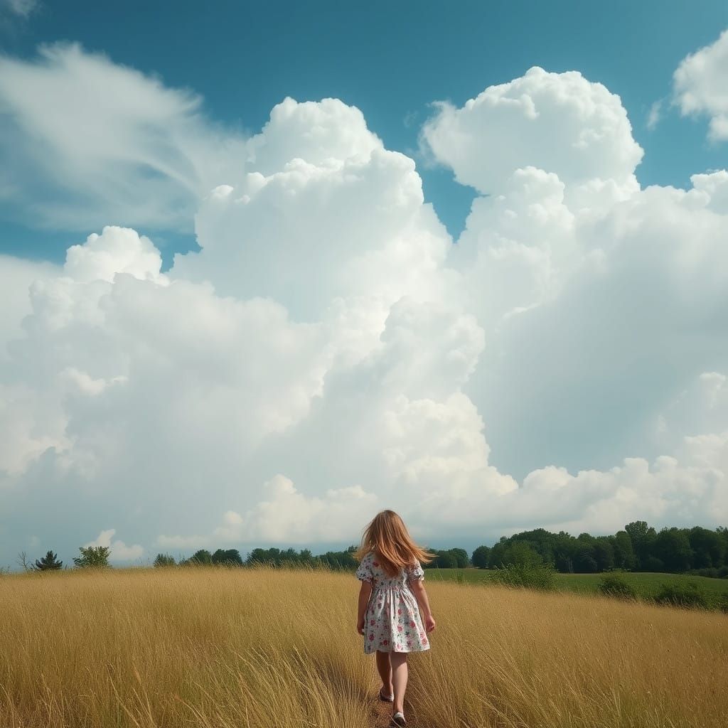 Girl Drifting on Celestial Clouds