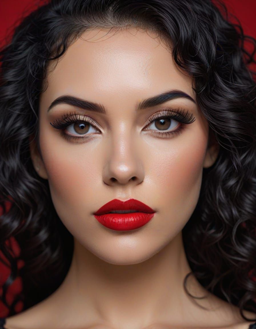 Voluptuous Woman in Black Lace Lingerie