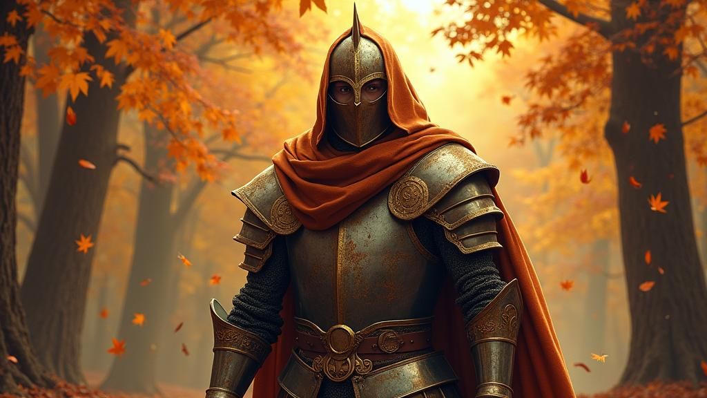 Autumn Knight in Armor with Ethereal Glow
