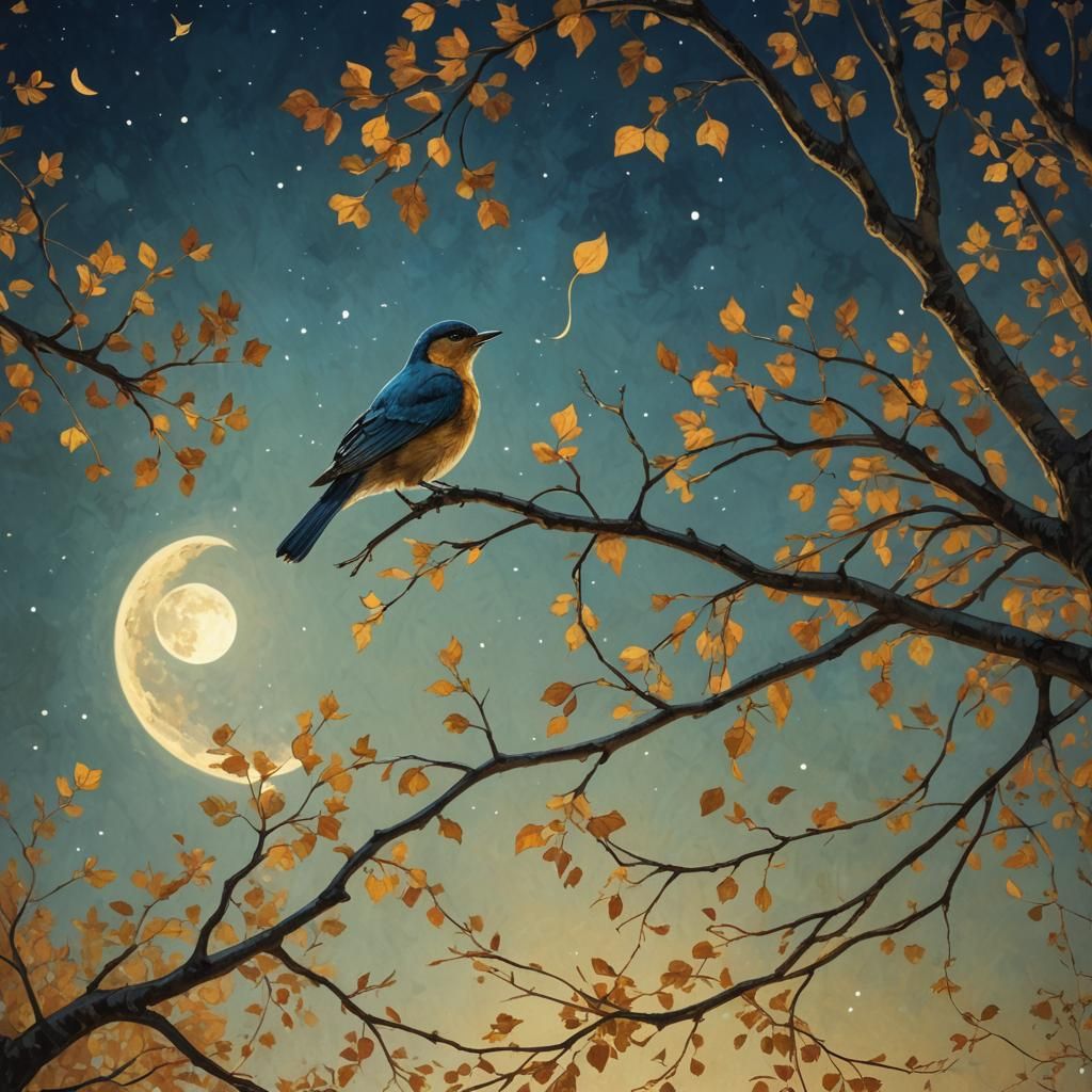 Autumn Bird in Social Realism Style