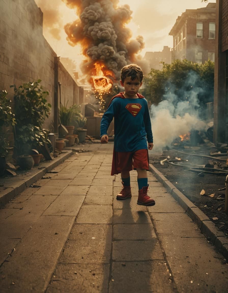 Superman Costume in Explosive Cinematic Scene