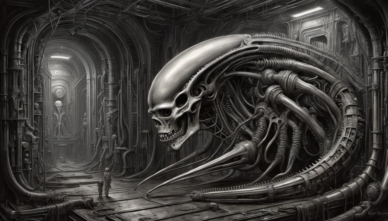 Biomechanical Nightmare in Dark Fantasy Style