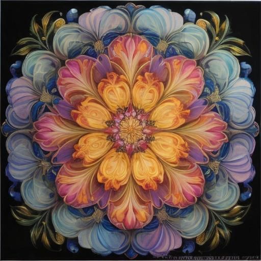 Bright flower Oil Painting Zentangle  Painting, Josephine Wa...
