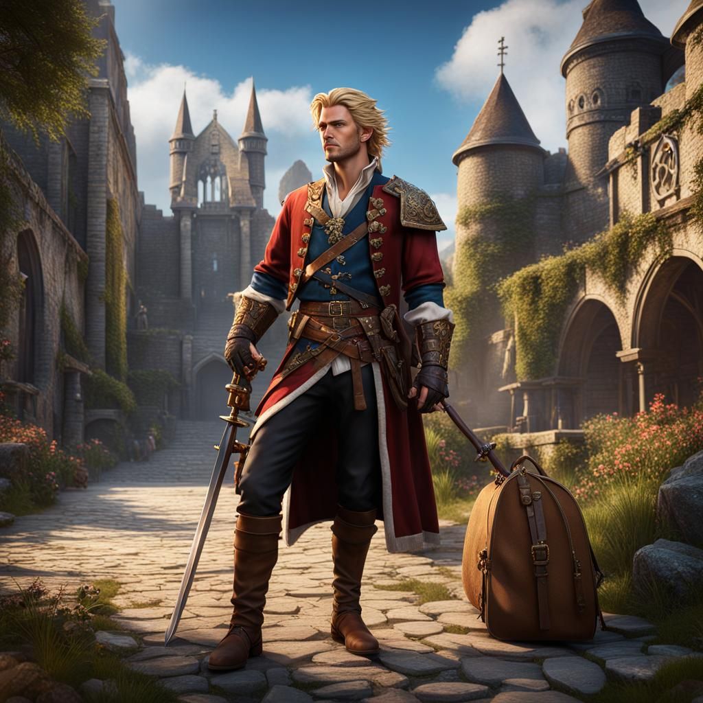 Charming Noble with Flintlock Pistol and Rapier