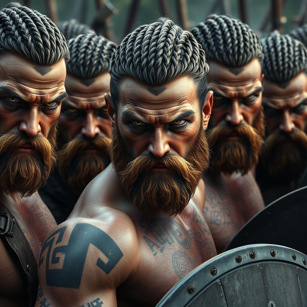Viking Warriors Prepare for Battle with Glowing Runes