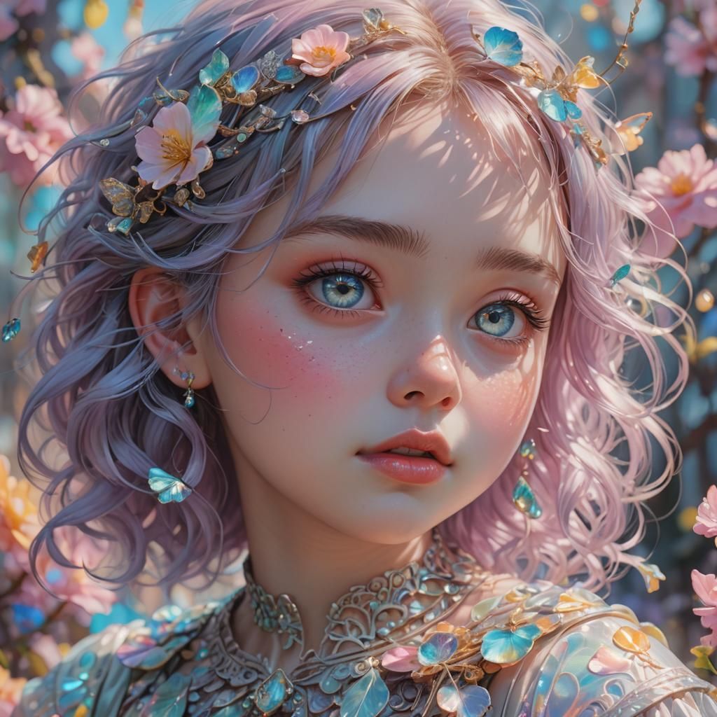 Cute Iridescent Character in Pastel Oil Painting