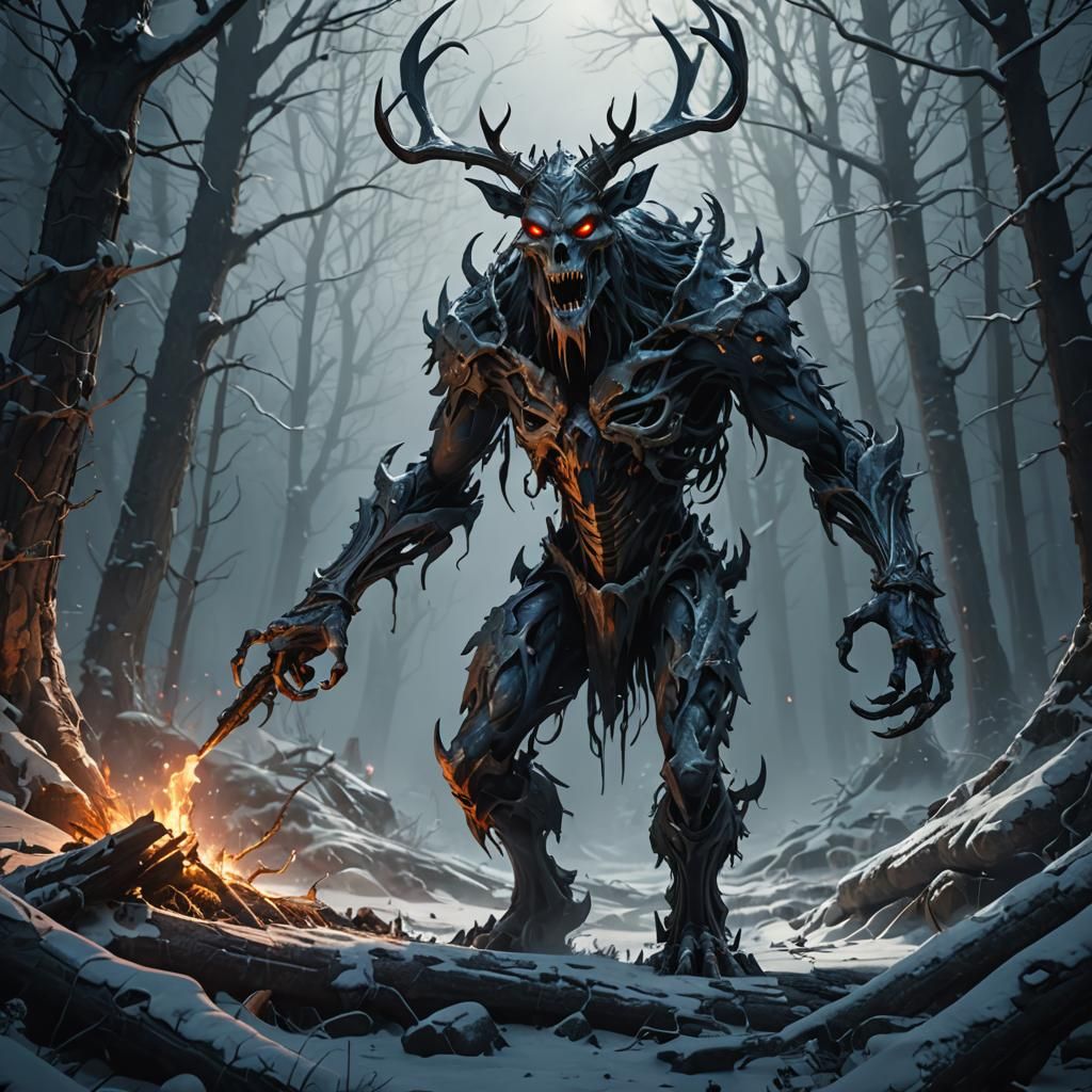 Military Captures Ghost of Wendigo: Detailed Matte Painting