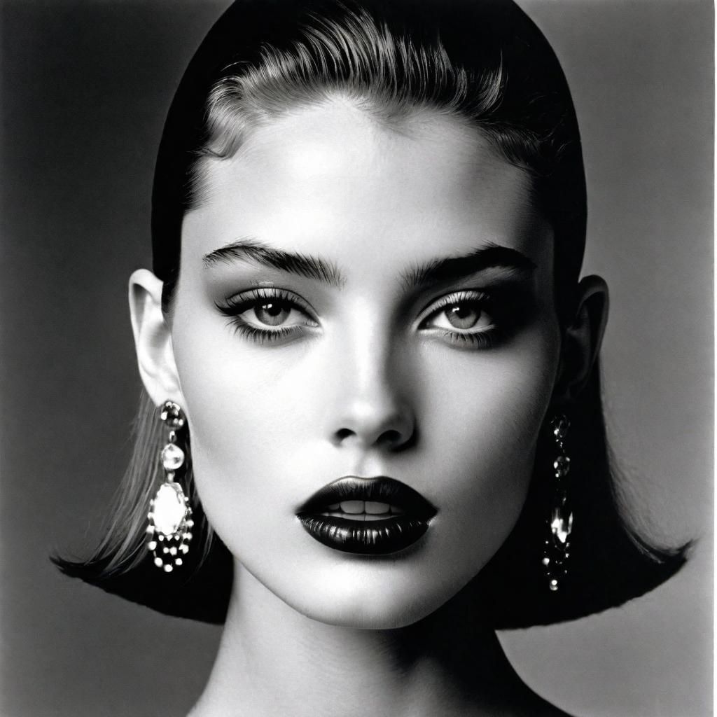 90s Model in High Fashion Black and White