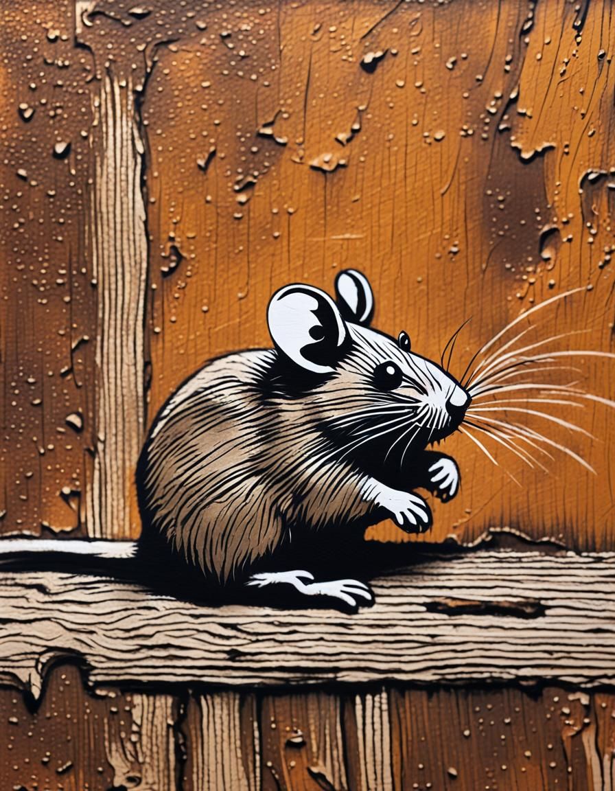 Mouse Scurrying: A Sgraffito-Style Painting