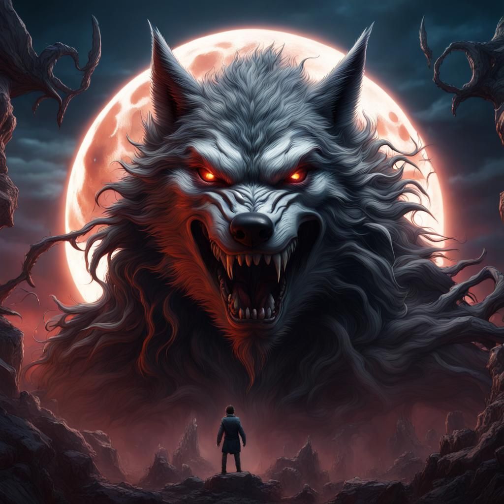 Werewolf Transformation in Detailed Matte Painting
