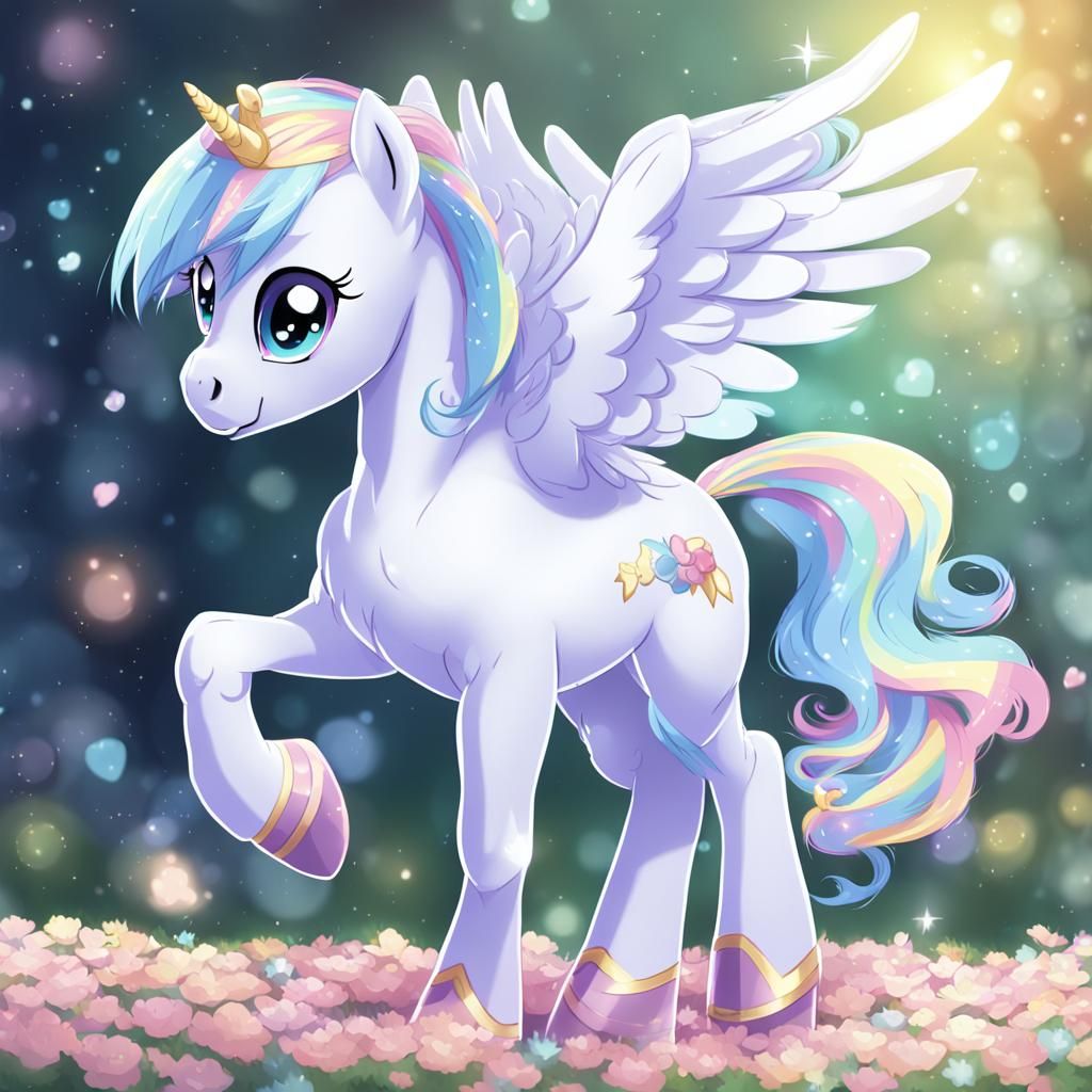 Cute Pegasus Pony in Anime Style