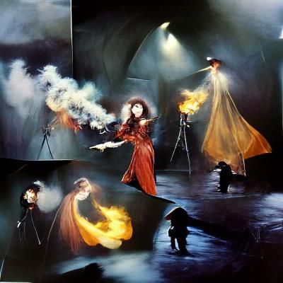 Fire Sorceress in Film Noir Style