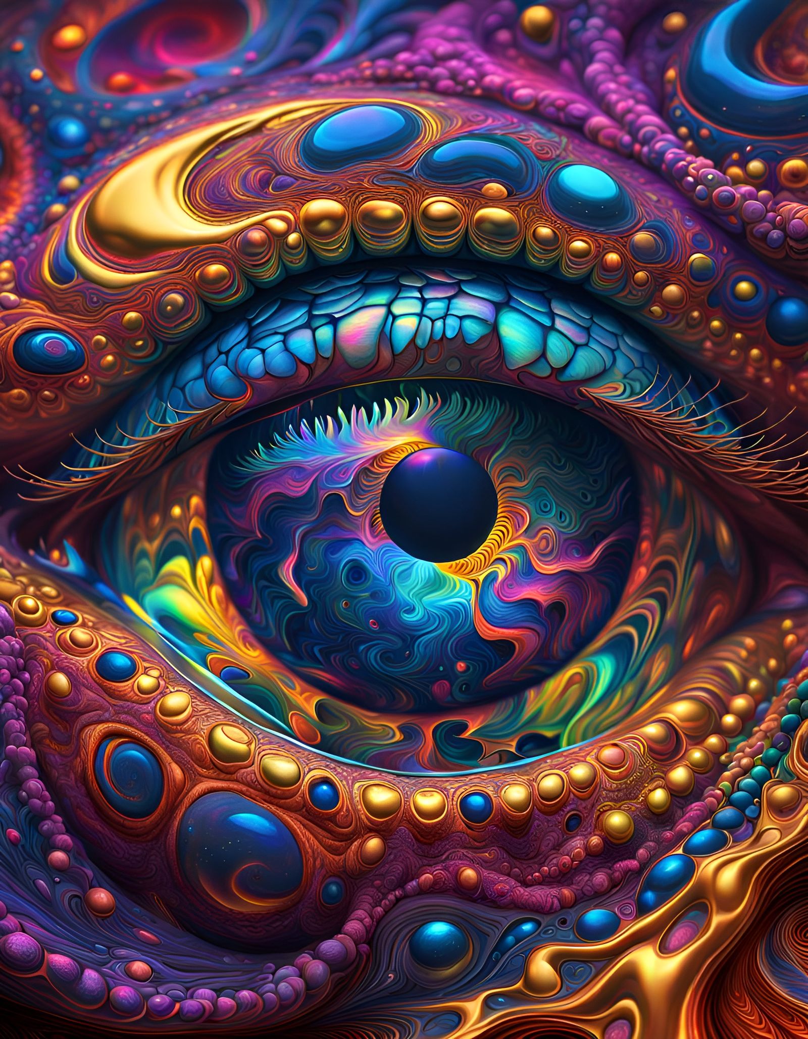 Psychedelic Galaxy in Fractal Golden Ratio Style