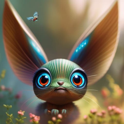 Intricate Portrait of a Magical Baby Butterfly