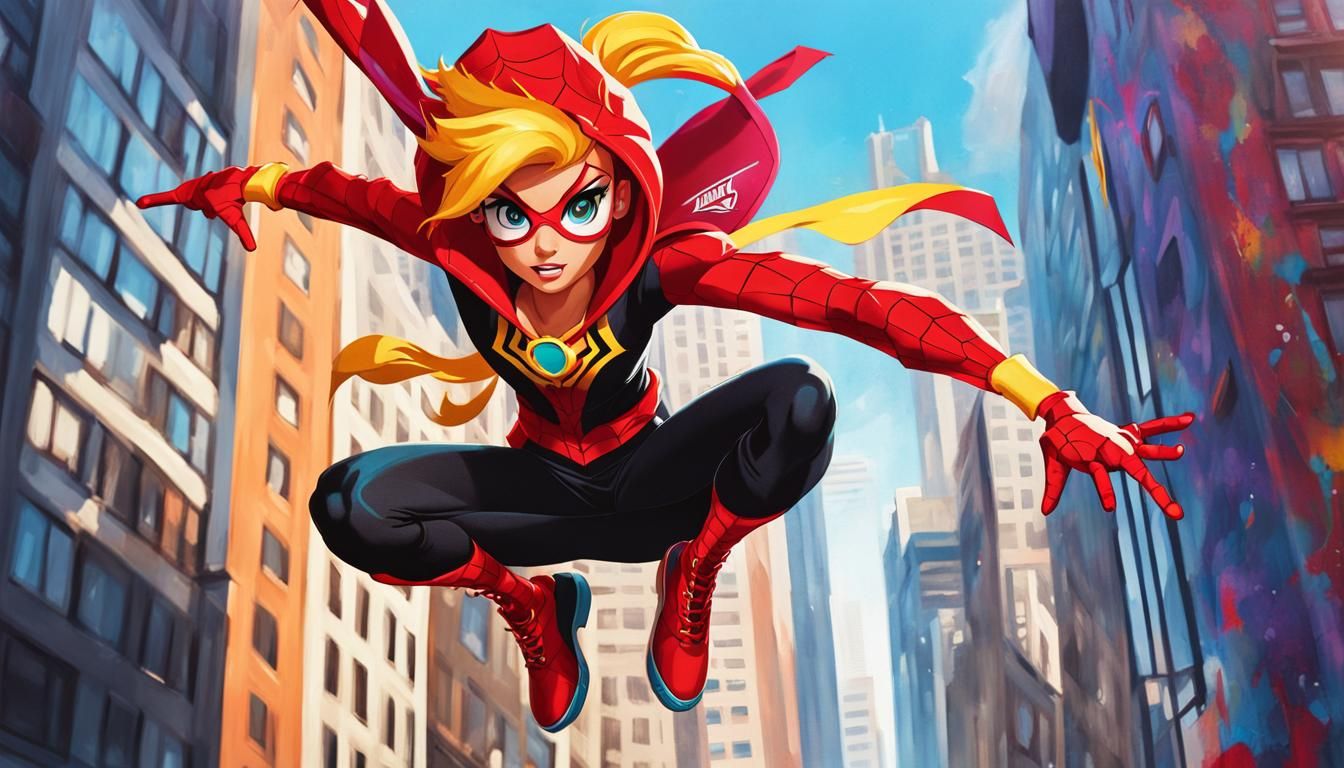 Sunset Shimmer Acrobatics in Spider-Verse Style