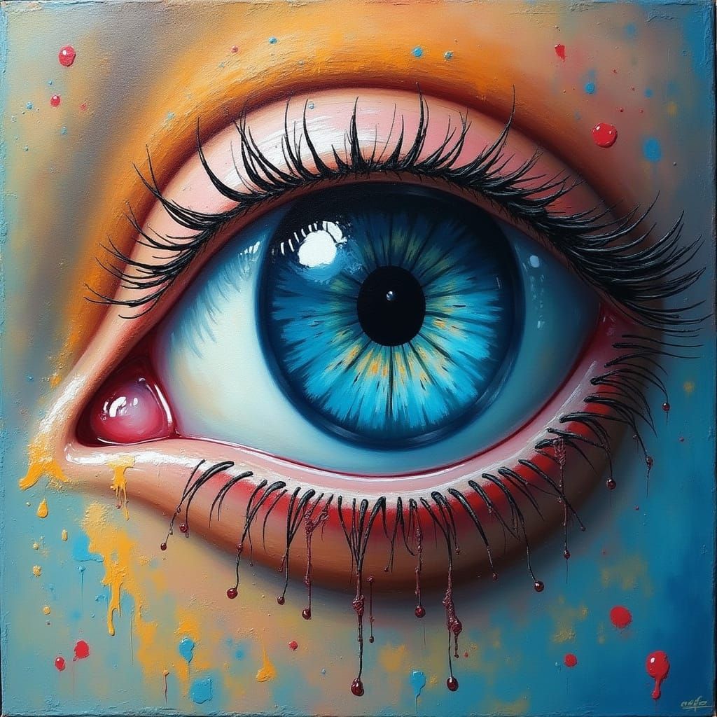 Surreal Macro of a Bright Blue Eye