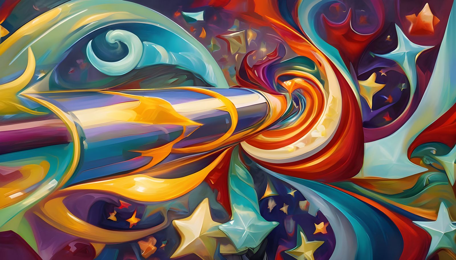 Surreal Hyper Velocity Vortex in Abstract Oil Painting