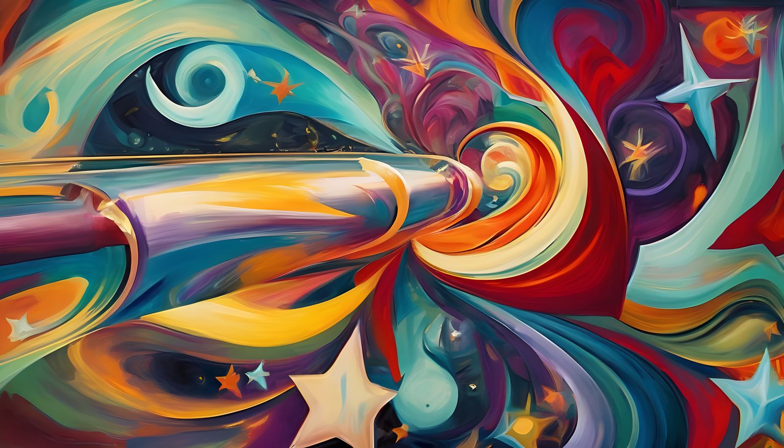 Surreal Cosmic Vortex in Vibrant Oil Painting Style