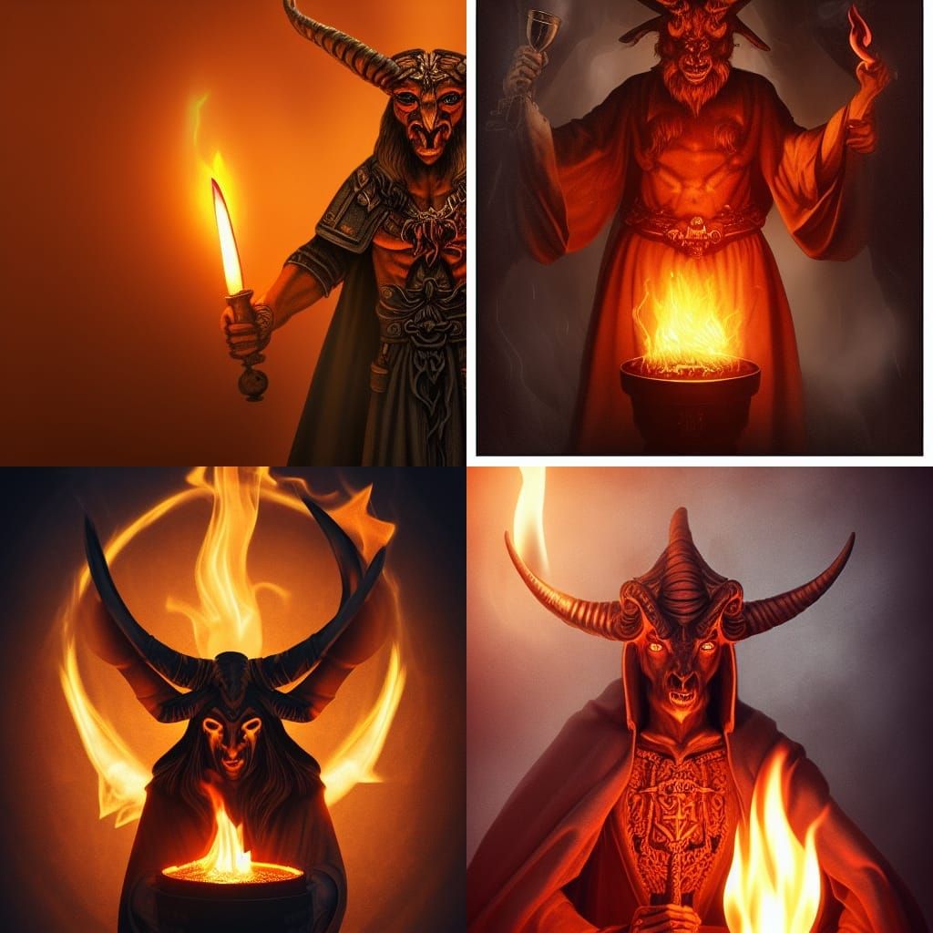 Baphomet Chalice in Fiery Medieval Style