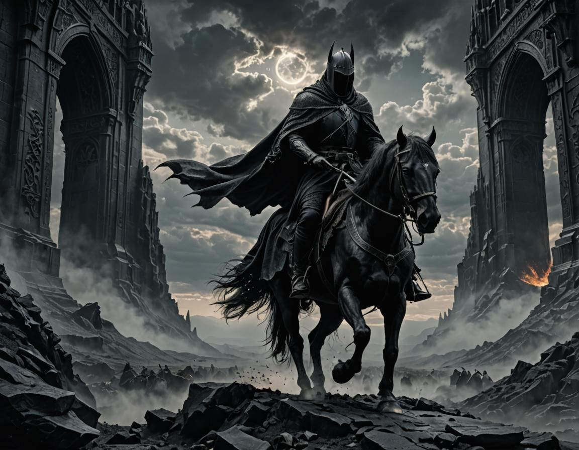 Nazgul Black Rider Emerges from Sky Portal