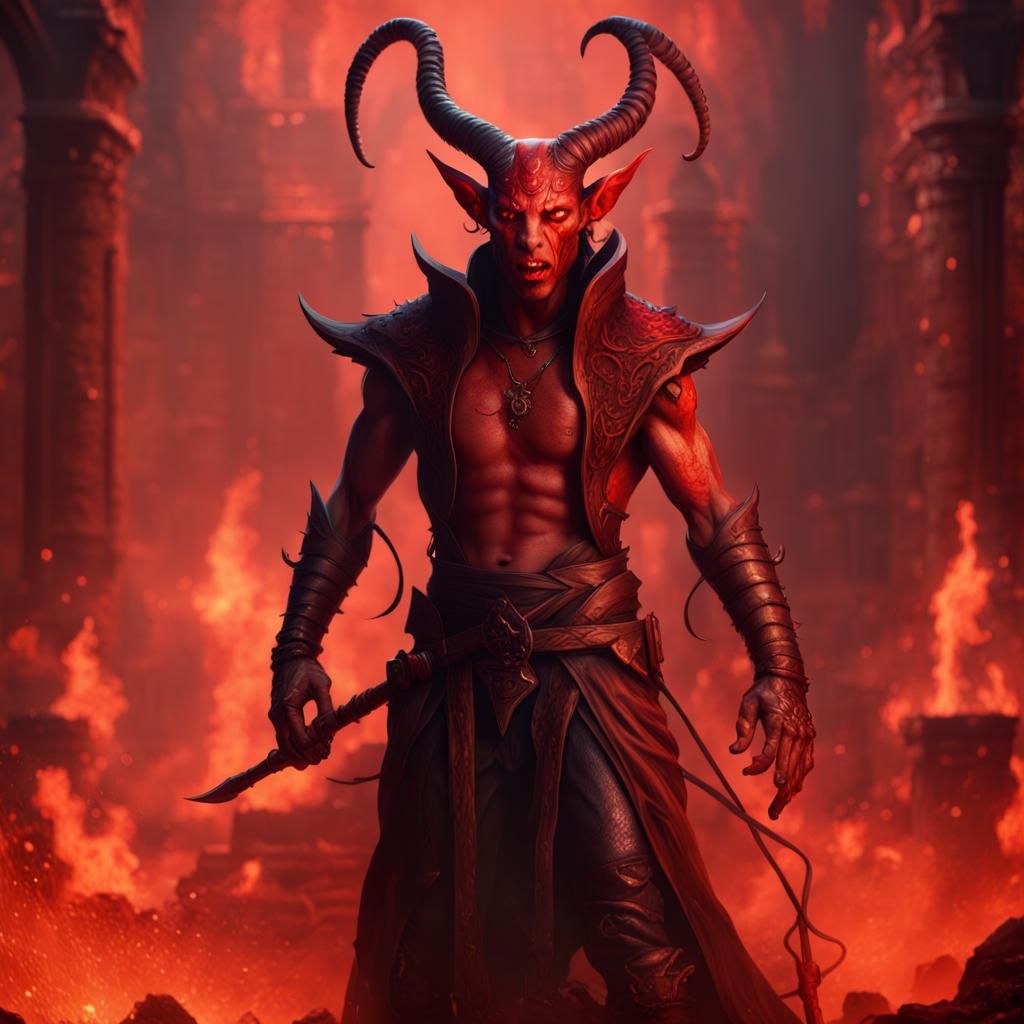 Tiefling in Hell: Fantasy Concept Art