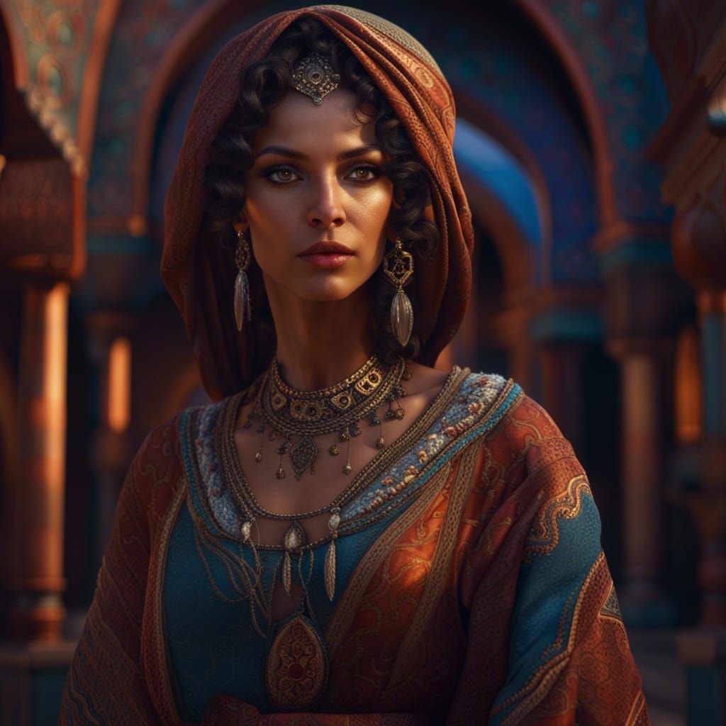 Beautiful Moroccan Woman in Detailed Matte Painting