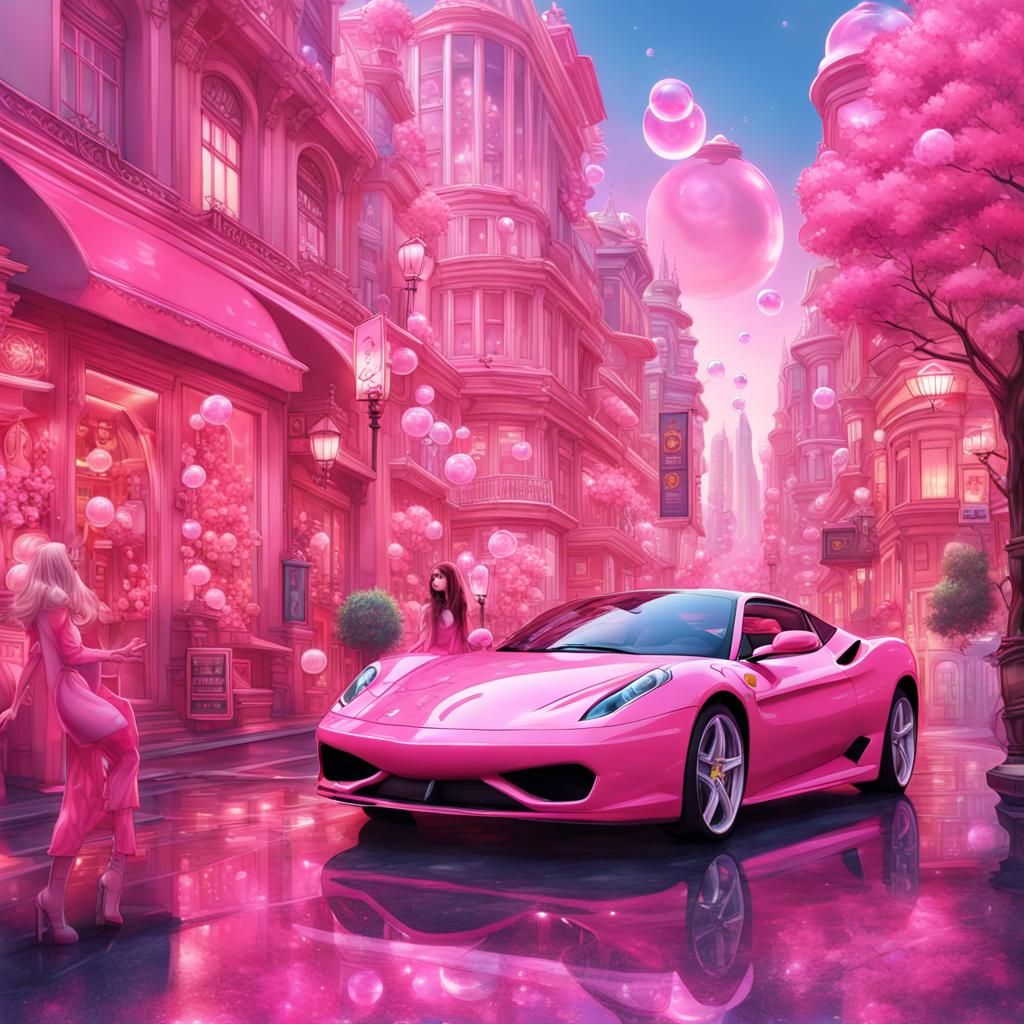 Futuristic Pink City: A Harajuku-Inspired Digital Painting