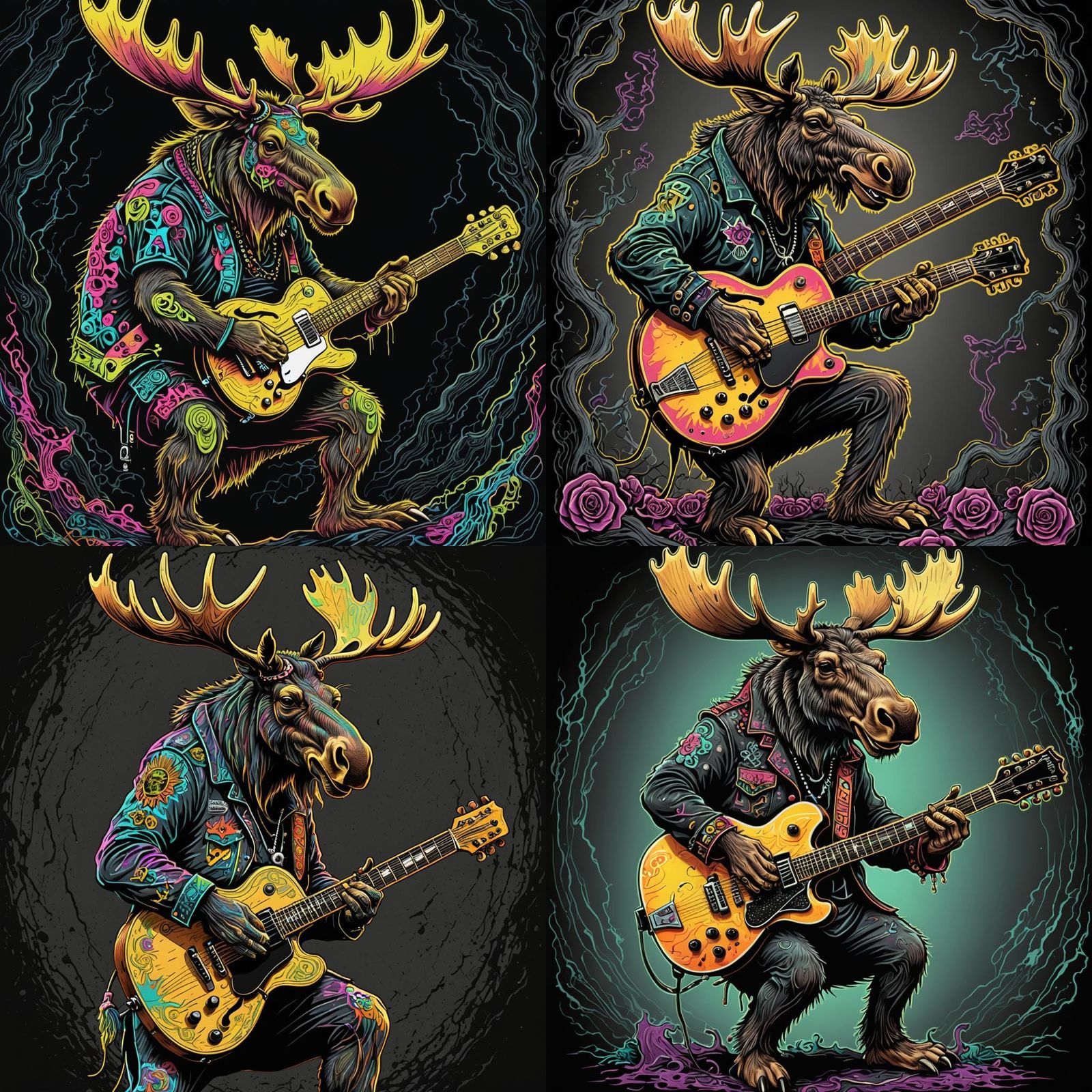 "Rancid Moose" [rancid moose playing guitar] - hyper-detaile...