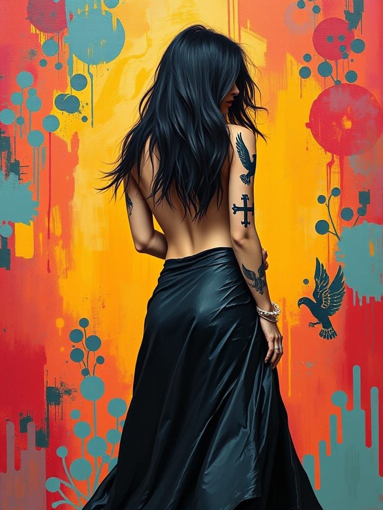 Woman in a Neo-Impressionist Pop Art Scene