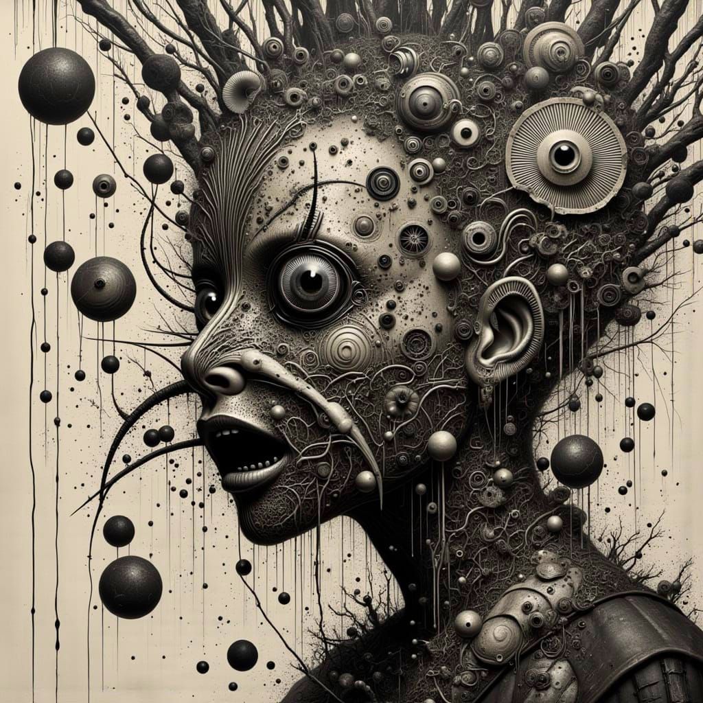 Surrealist Abstract Art in Cyberpunk Style