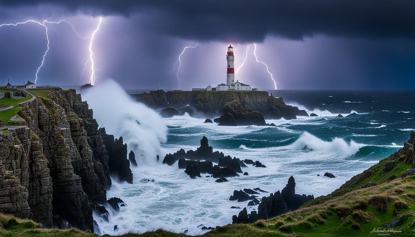 Stormy Lighthouse at Ouessant, France