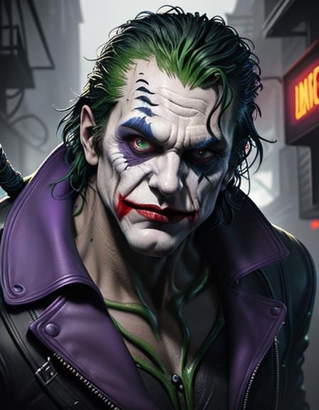 Joker-Venom Hybrid in Gotham, Comic Book Art
