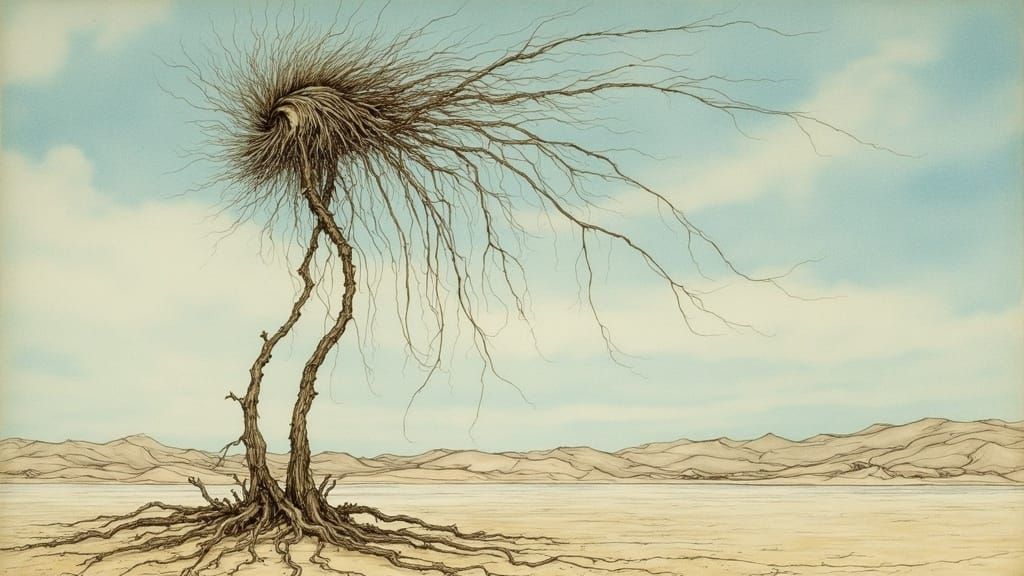 Alien Plant in Rackham Style Desert Landscape