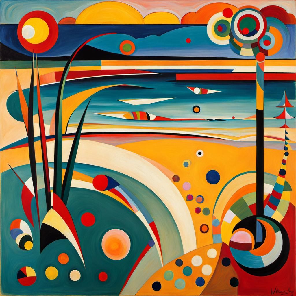 Abstract Beach Scene in Expressionist Style