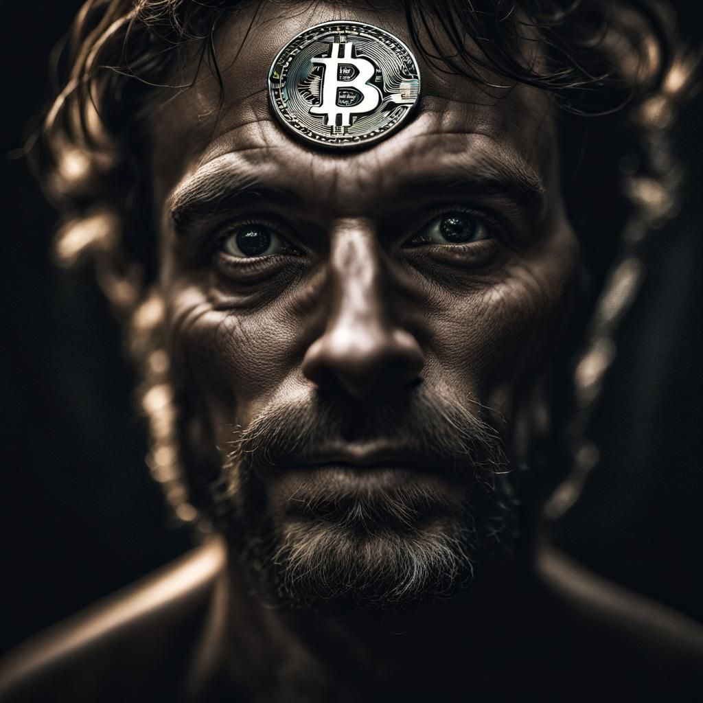 Bitcoin Close-Up Portrait in Artistic Style