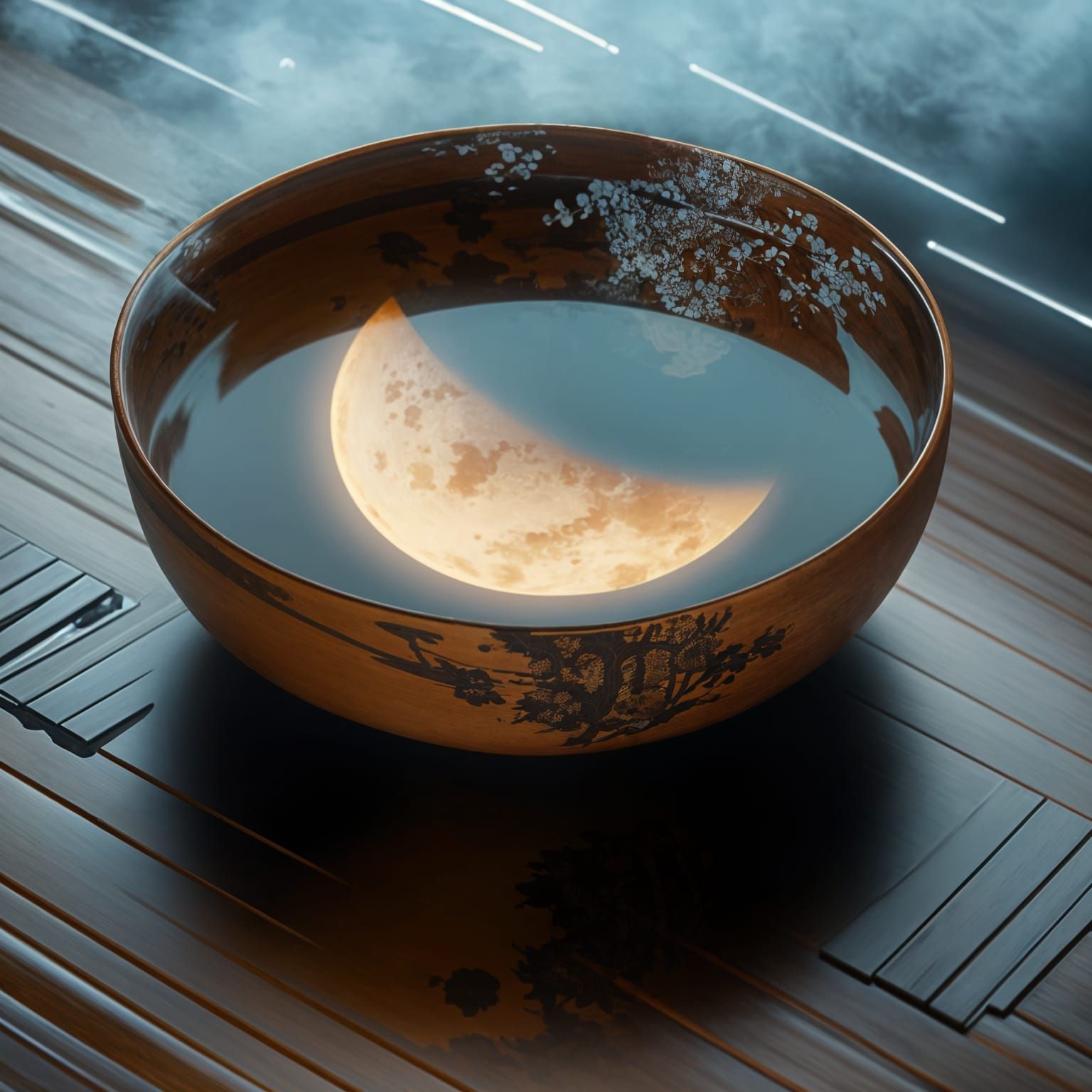 Moon Reflection in Lacquer Bowl, Fantasy Concept Art