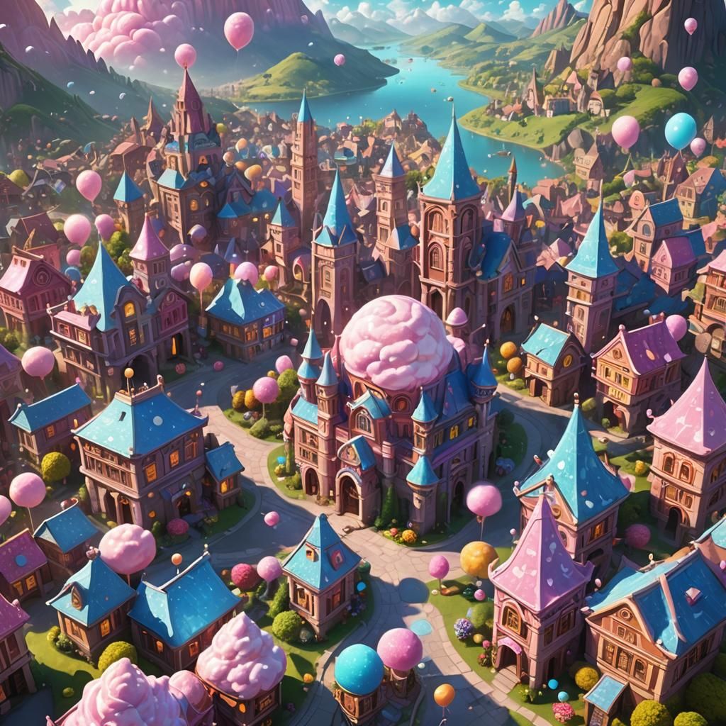 Fantasy Metropolis Made of Candy, Digital Art