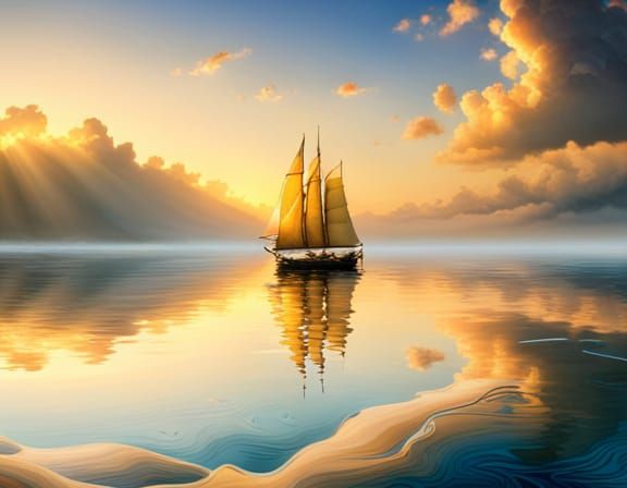 Mirrored Sea: A Surreal Sailing Journey