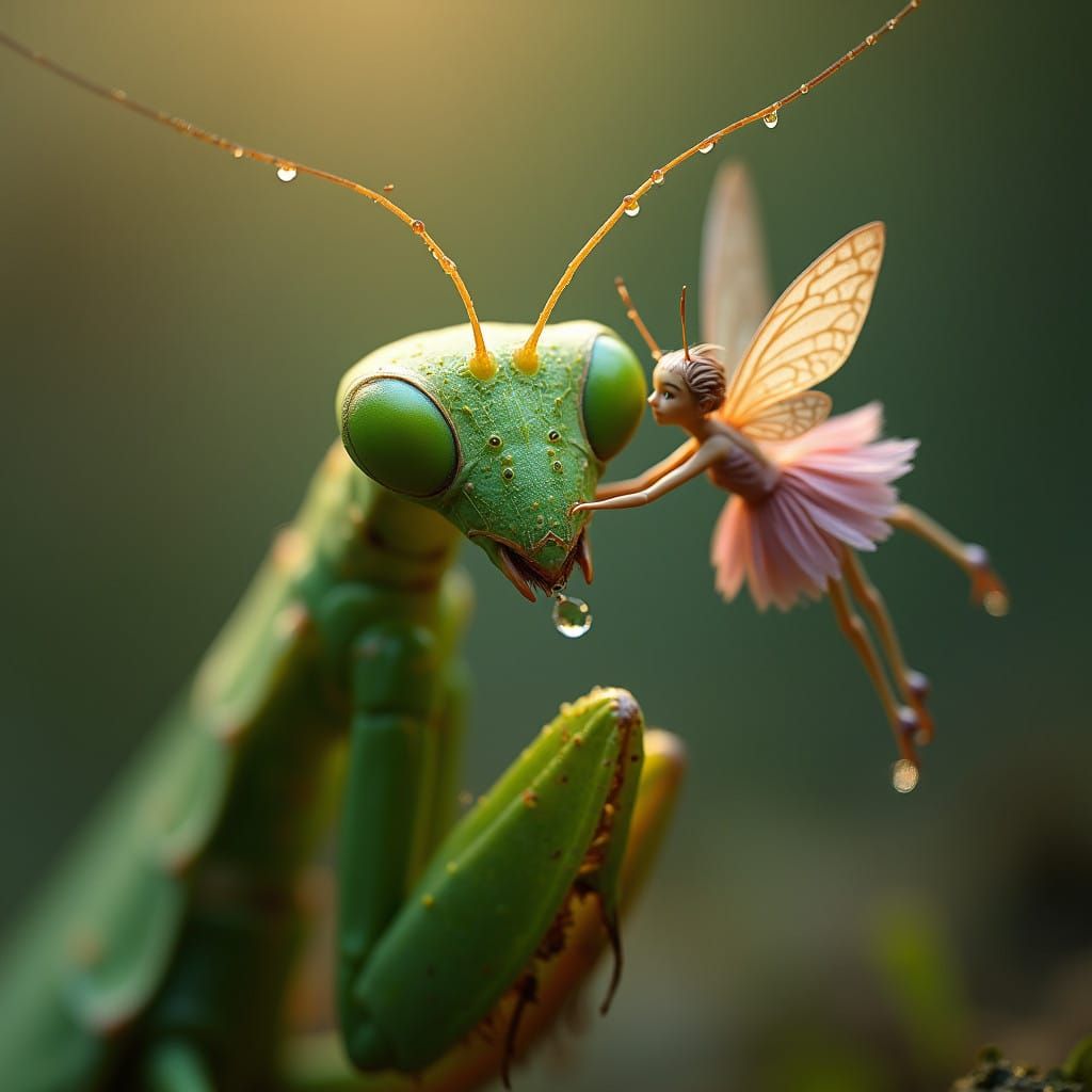 Dazzling Green Mantis in 8K Macro Photography