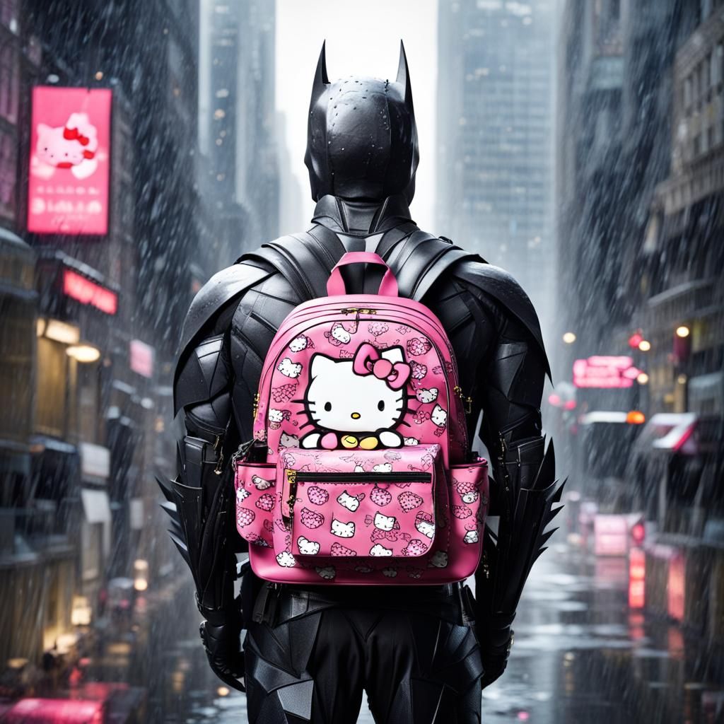 Batman with Hello Kitty Backpack, Editorial Photo