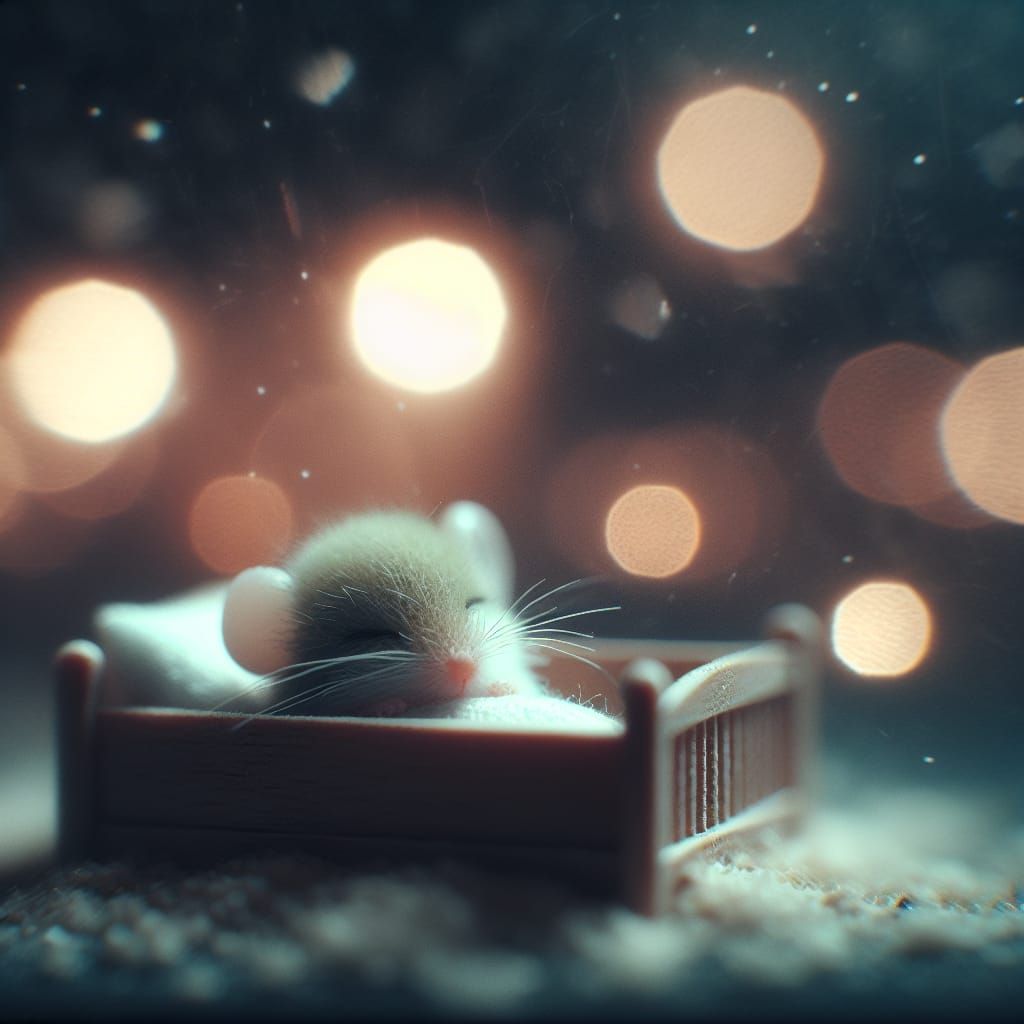 Cute Mouse Sleeping Peacefully at Night