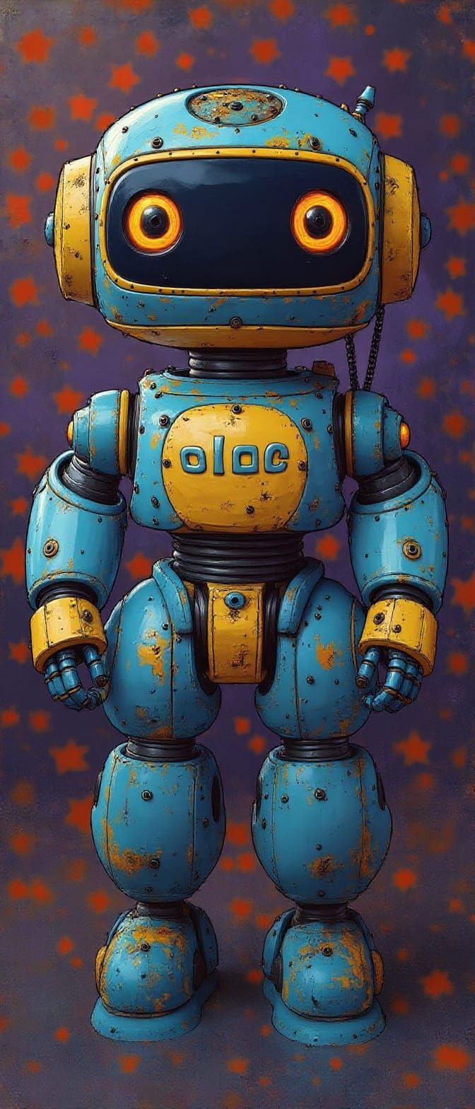 Blue Robot Front View: AI Generated Image